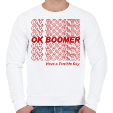 PRINTFASHION ok boomer - Férfi pulóver - Fehér