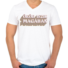 PRINTFASHION Ökör iszik magában - Férfi V-nyakú póló - Fehér