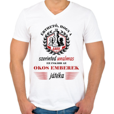 PRINTFASHION Okos emberek játéka - Férfi V-nyakú póló - Fehér