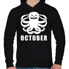 PRINTFASHION Október - Férfi kapucnis pulóver - Fekete férfi pulóver, kardigán