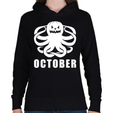 PRINTFASHION Október - Női kapucnis pulóver - Fekete női pulóver, kardigán