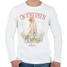 PRINTFASHION Októberben férjhez megyek - Férfi hosszú ujjú póló - Fehér férfi póló