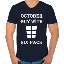 PRINTFASHION Októberben született kockás hasú - Férfi V-nyakú póló - Sötétkék férfi póló