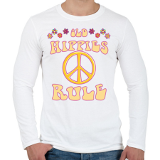 PRINTFASHION Old hippies rule - Férfi hosszú ujjú póló - Fehér férfi póló