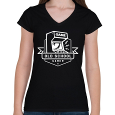 PRINTFASHION Old School Gamer - Női V-nyakú póló - Fekete