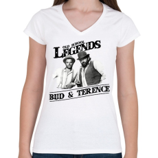 PRINTFASHION Old School Legends - Női V-nyakú póló - Fehér