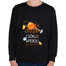 PRINTFASHION Ölelések Csókok Aperol! #goodvibes - Gyerek pulóver - Fekete