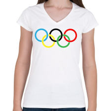 PRINTFASHION Olimpia - Női V-nyakú póló - Fehér női póló