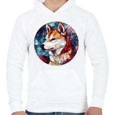 PRINTFASHION ólomüveg Akita Inu  - Férfi kapucnis pulóver - Fehér
