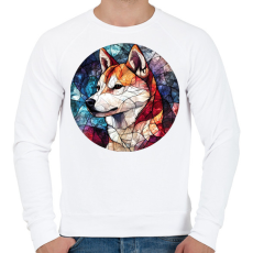 PRINTFASHION ólomüveg Akita Inu  - Férfi pulóver - Fehér