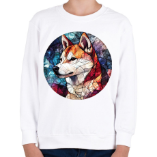 PRINTFASHION ólomüveg Akita Inu  - Gyerek pulóver - Fehér