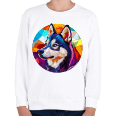 PRINTFASHION Ólomüveg Husky - Gyerek pulóver - Fehér