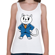 PRINTFASHION Öltönyös macska - Női atléta - Fehér