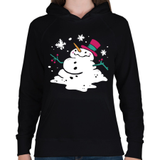 PRINTFASHION Olvadt hóember - Női kapucnis pulóver - Fekete női pulóver, kardigán