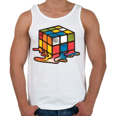 PRINTFASHION Olvadt rubik kocka - Férfi atléta - Fehér