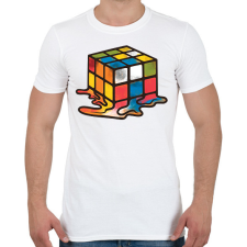 PRINTFASHION Olvadt rubik kocka - Férfi póló - Fehér férfi póló