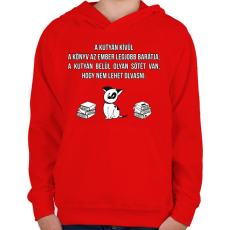 PRINTFASHION Olvasás - Gyerek kapucnis pulóver - Piros