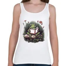 PRINTFASHION Olvasó béka - Női atléta - Fehér női trikó