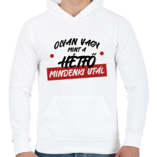 PRINTFASHION Olyan vagy mint a hétfő - Férfi kapucnis pulóver - Fehér