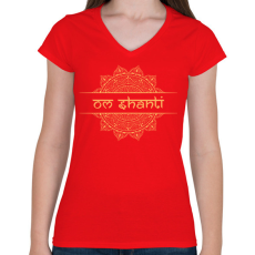 PRINTFASHION Om Shanti - Női V-nyakú póló - Piros