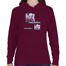 PRINTFASHION Omnomnom - Női kapucnis pulóver - Bordó női pulóver, kardigán