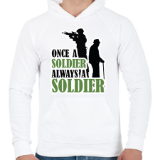 PRINTFASHION Once a soldier - Férfi kapucnis pulóver - Fehér férfi pulóver, kardigán