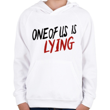 PRINTFASHION One of us is Lying - Gyerek kapucnis pulóver - Fehér gyerek pulóver, kardigán