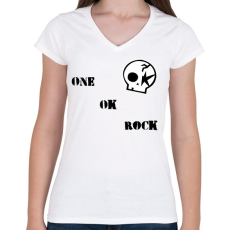 PRINTFASHION One Ok Rock - Női V-nyakú póló - Fehér