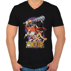 PRINTFASHION One Piece - Férfi V-nyakú póló - Fekete