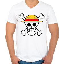 PRINTFASHION One piece - Logo - Férfi V-nyakú póló - Fehér férfi póló