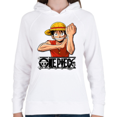 PRINTFASHION One Piece - Monkey D. Luffy - Női kapucnis pulóver - Fehér