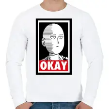 PRINTFASHION One Punch Man - Férfi pulóver - Fehér férfi pulóver, kardigán