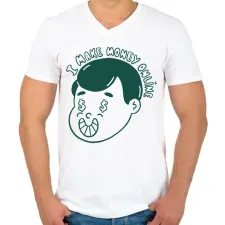 PRINTFASHION Online money maker - Férfi V-nyakú póló - Fehér férfi póló