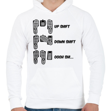 PRINTFASHION Oooh shi... - Drift - Férfi kapucnis pulóver - Fehér