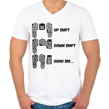 PRINTFASHION Oooh shi... - Drift - Férfi V-nyakú póló - Fehér férfi póló