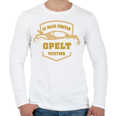 PRINTFASHION Opel sofőr - Férfi hosszú ujjú póló - Fehér