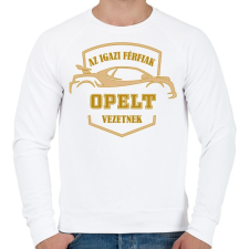 PRINTFASHION Opel sofőr - Férfi pulóver - Fehér férfi pulóver, kardigán