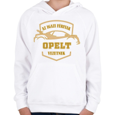 PRINTFASHION Opel sofőr - Gyerek kapucnis pulóver - Fehér gyerek pulóver, kardigán