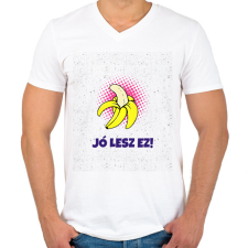 PRINTFASHION Orális banán - Férfi V-nyakú póló - Fehér férfi póló