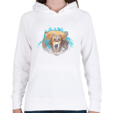 PRINTFASHION Ordító medve - Női kapucnis pulóver - Fehér női pulóver, kardigán