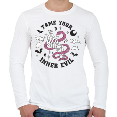 PRINTFASHION Ördög legbelül, szelídítsd meg - Férfi hosszú ujjú póló - Fehér