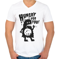 PRINTFASHION Ördög - rád éhezem - Férfi V-nyakú póló - Fehér férfi póló