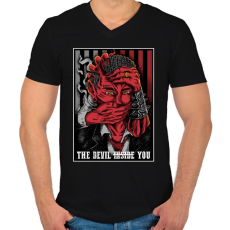 PRINTFASHION Ördög szabályok - Férfi V-nyakú póló - Fekete