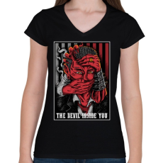 PRINTFASHION Ördög szabályok - Női V-nyakú póló - Fekete
