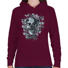 PRINTFASHION Ördögkoponya - Női kapucnis pulóver - Bordó női pulóver, kardigán