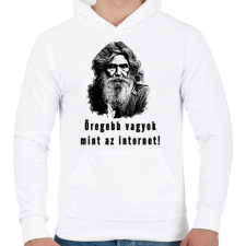 PRINTFASHION öregebb vagyok mint az internet - Férfi kapucnis pulóver - Fehér férfi pulóver, kardigán