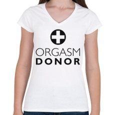 PRINTFASHION orgasm-donor-black - Női V-nyakú póló - Fehér