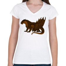 PRINTFASHION Óriás Sárkány - Női V-nyakú póló - Fehér női póló