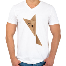 PRINTFASHION Origami Fox - Férfi V-nyakú póló - Fehér