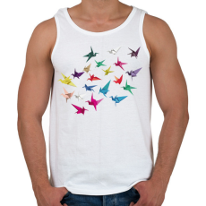 PRINTFASHION Origami madarak - Férfi atléta - Fehér